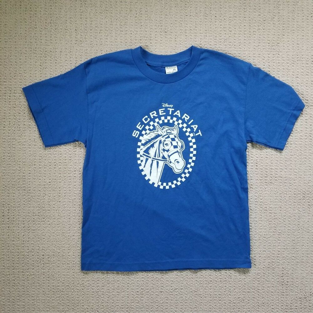 Disney Secretariat Movie Youth Blue Tshirt Size Large Horse Racing